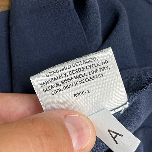 Eileen Fisher Navy Blue Silk Straight Leg Side Zip Trouser Pants Women's Large - Picture 7 of 10